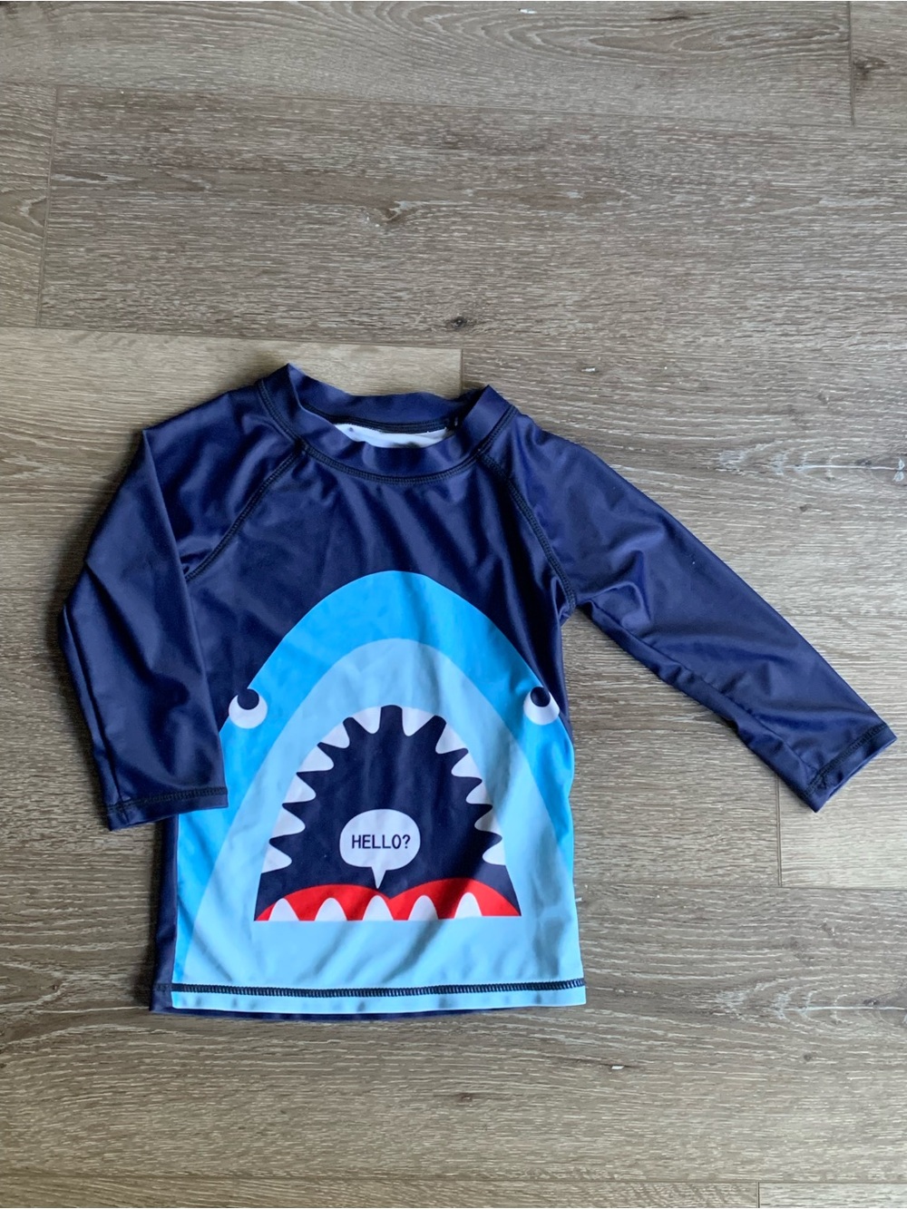 2T-3T Shark Rash Guard Swim Shirt For Boys Blue UPF Beach